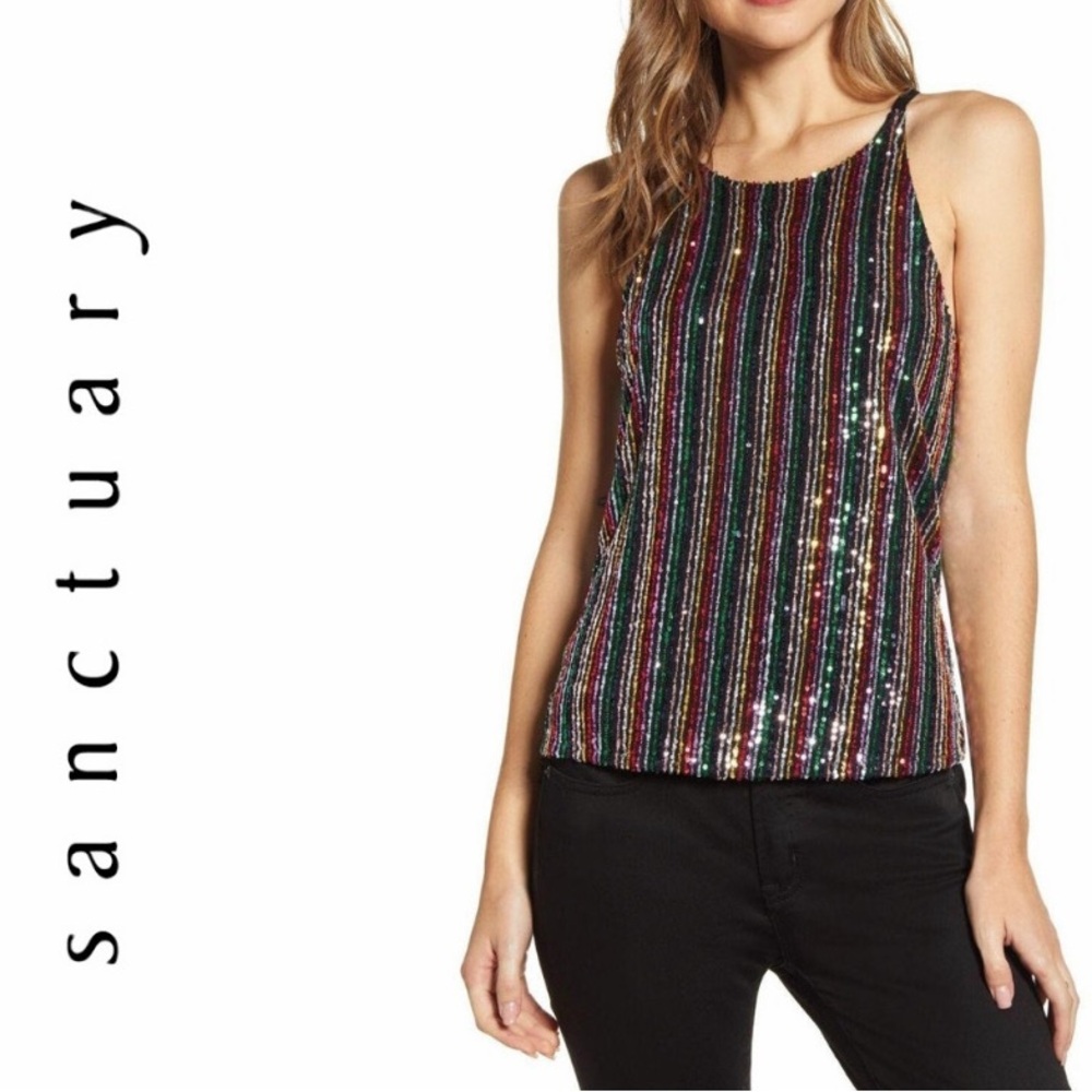 NWT Sanctuary Women's Rainbow Sequin Tank Top